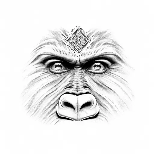 Sasquatch with blue eyes, Pacific Northwest, drums tattoo design idea