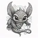 toothless and stitch tattoo design idea