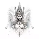 nude goddess warrior  tattoo design idea
