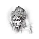 nude goddess warrior  tattoo design idea