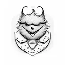 elmo with playing card tattoo design idea