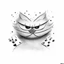 elmo with playing card tattoo design idea