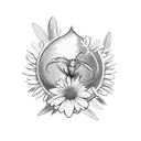 elmo and playing cards and pollination flowers tattoo design idea