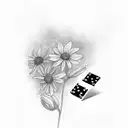 elmo and playing cards and pollination flowers tattoo design idea