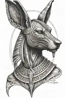 Anubis on background tattoo design idea