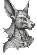 Anubis on background tattoo design idea