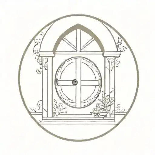 round hobbit door open tattoo design idea