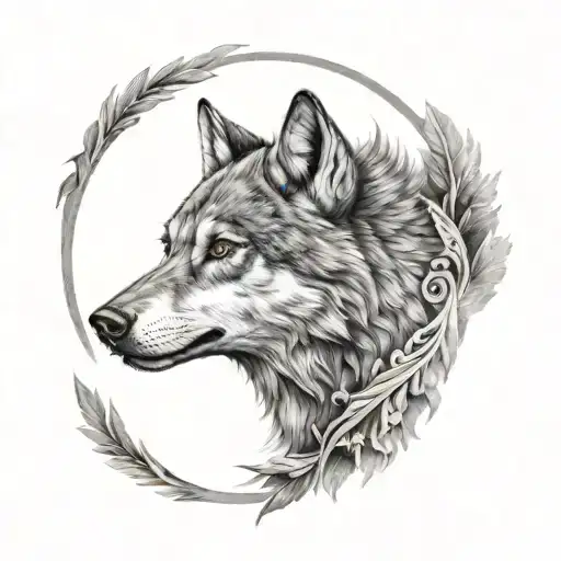 Valkyrie wolf tattoo design idea