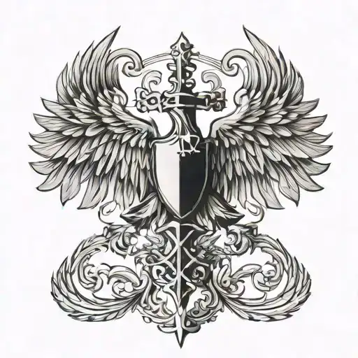 double-headed eagle and cross with crescent tattoo design idea
