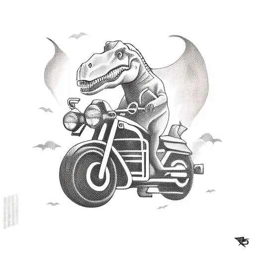 dinosaur on a motorcycle tattoo design idea