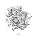 Flower bouquet with a chihuahua and dachshund hidden among the petals tattoo design idea