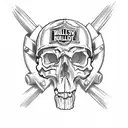 A skull wearing a Harley Davidson helmet with the number 13 on it tattoo design idea