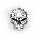 A skull wearing a Harley Davidson helmet with the number 13 on it tattoo design idea