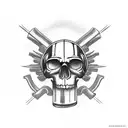 A skull wearing a Harley Davidson helmet with the number 13 on it tattoo design idea