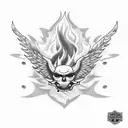 A Harley Davidson motorcycle surrounded by smoke and flames tattoo design idea