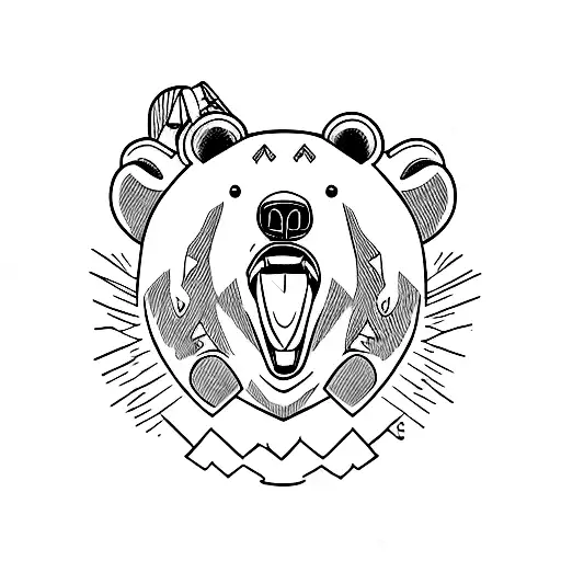 bear with gun tattoo design idea
