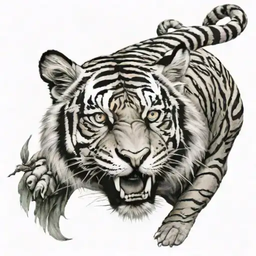 tiger with dragon  tattoo design idea