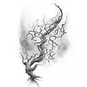 a wine vine with roots that transforms into a wine glass tattoo design idea