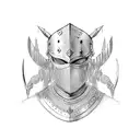 A powerful medieval warrior wearing intricate armor tattoo design idea