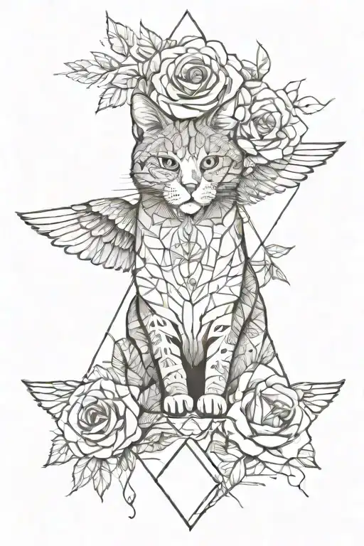roses, wings, love, cat, sea mountains tattoo design idea
