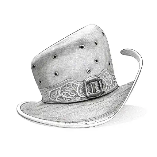 cowboy hat mustache tattoo design idea