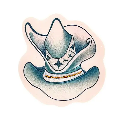 cowboy hat mustache tattoo design idea