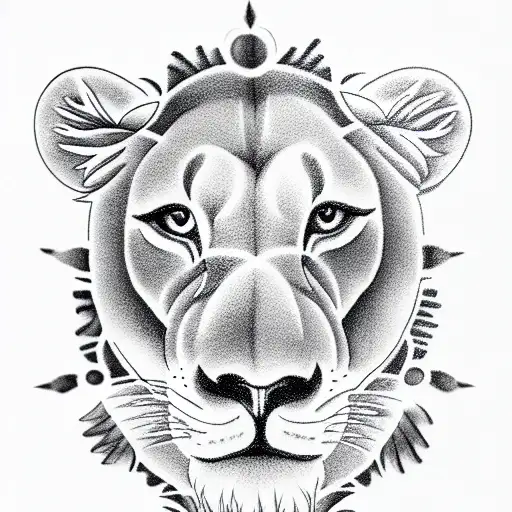 lioness and cubs  tattoo design idea