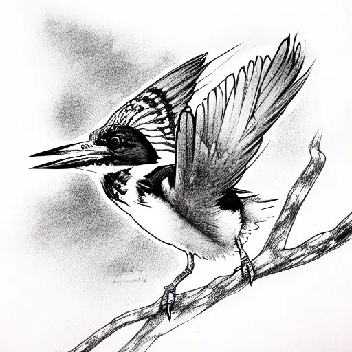 belted kingfisher tattoo design idea