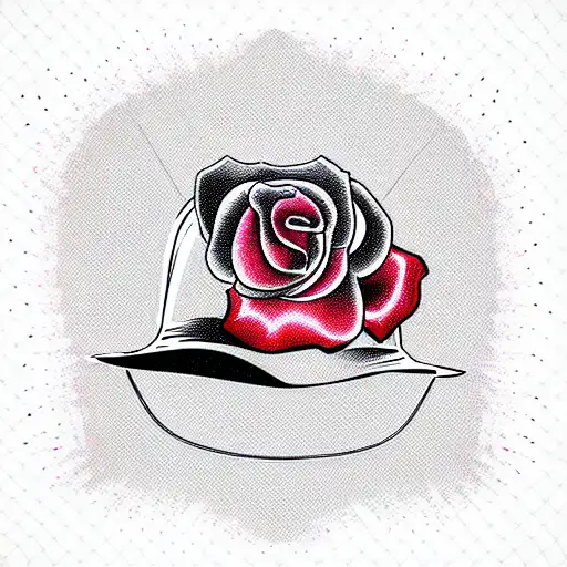 bull skull cowboy hat rose  tattoo design idea