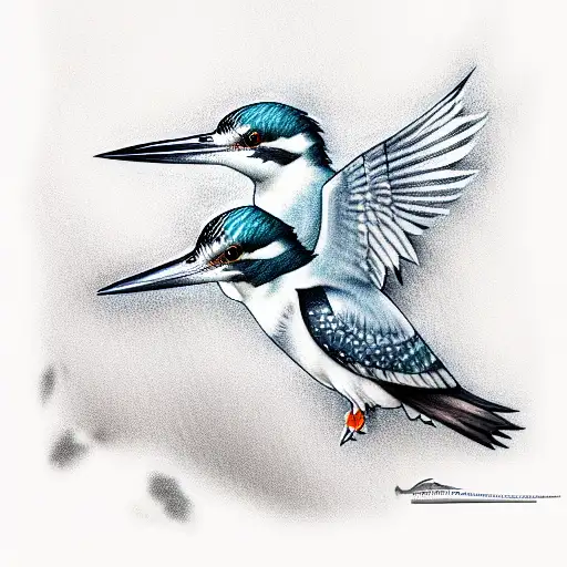 belted kingfisher tattoo design idea