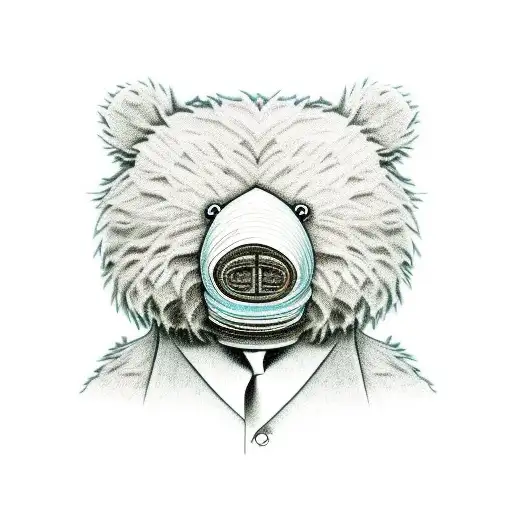 Blue teddy bear with its face ripped off tattoo design idea