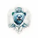 Blue teddy bear with its face ripped off tattoo design idea