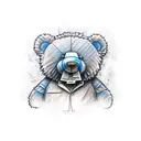 Blue teddy bear with its face ripped off tattoo design idea