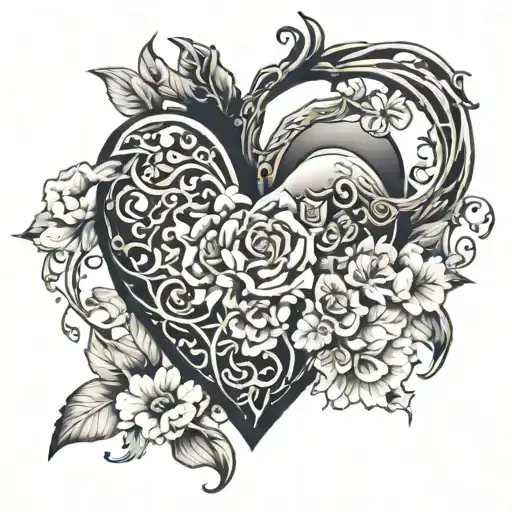Realistic heart shape tattoo design idea