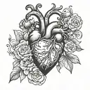 Realistic heart shape tattoo design idea