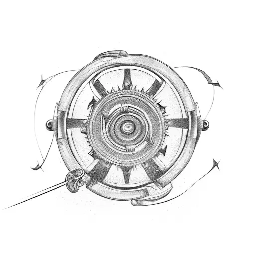 A tattoo design of a movie reel intertwined with historical symbols, representing your love for films and history tattoo design idea