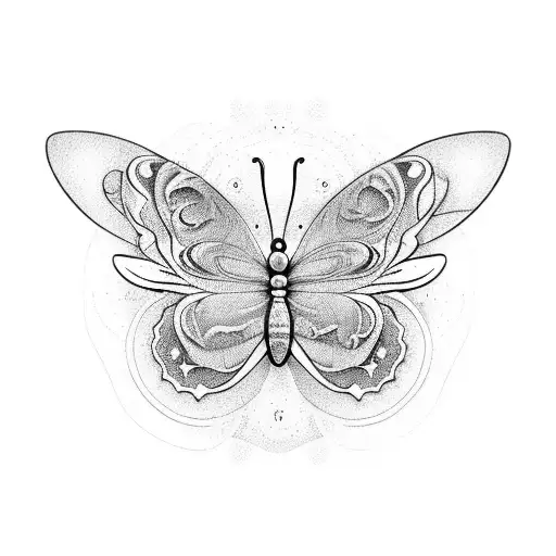 A colorful clay butterfly emerging from an artist's palette tattoo design idea