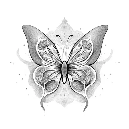 A colorful clay butterfly emerging from an artist's palette tattoo design idea