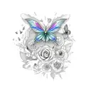 A whimsical sketch-style tattoo of an LGBT rainbow made of butterflies tattoo design idea