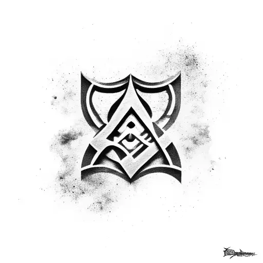 An abstract Survivor logo with a hidden dyslexia symbol within it tattoo design idea