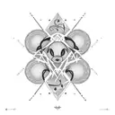 A geometric pattern incorporating Mickey Mouse ears and musical notes, with a dyslexia ribbon hidden within tattoo design idea