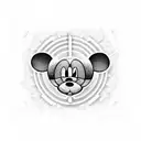 A geometric pattern incorporating Mickey Mouse ears and musical notes, with a dyslexia ribbon hidden within tattoo design idea