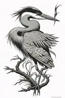 heron standing tattoo design idea