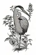 heron standing tattoo design idea