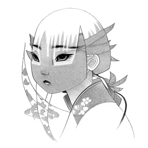 Japanese Girl samurai, Sakura, sunrise  tattoo design idea