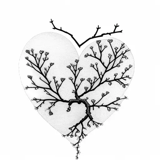 cherry blossom branches in the shape of a heart  tattoo design idea