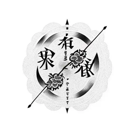 Japanese "Kaizen Symbol With Cherry Blossoms..." Tattoo Idea BlackInk AI