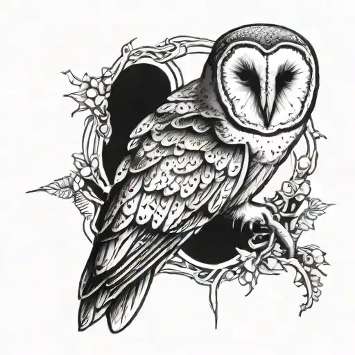 barn owl scary tattoo design idea