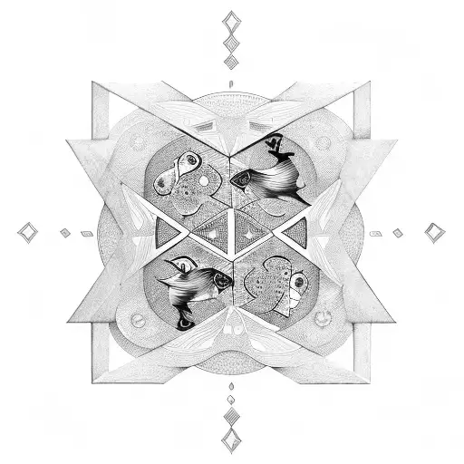 A geometric design incorporating the Pisces symbol and puzzle pieces to represent autism awareness, with a subtle nod to the client's twins tattoo design idea