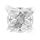 A geometric design incorporating the Pisces symbol and puzzle pieces to represent autism awareness, with a subtle nod to the client's twins tattoo design idea